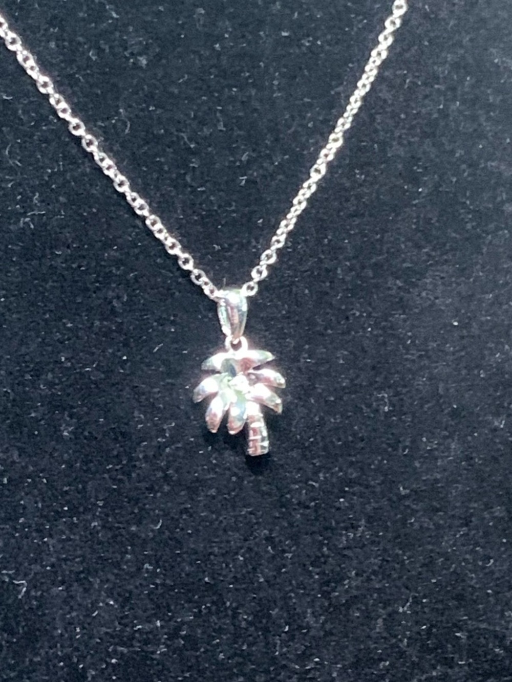 Sterling Palm Tree Pendant Necklace - Silver